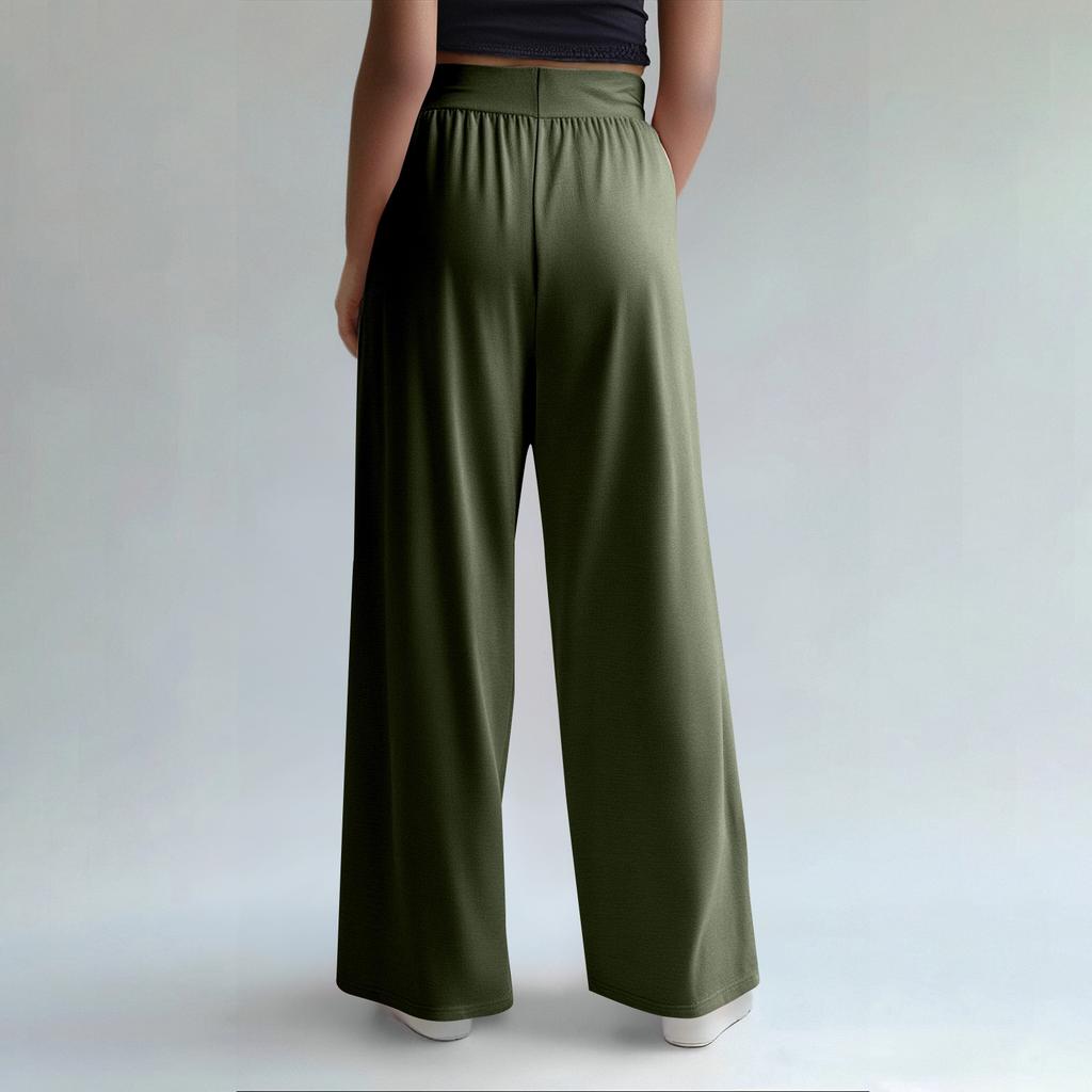 Women's Casual Drawstring Elastic Waist Pants Comfortable Straight Yoga Loose Solid Color Pants