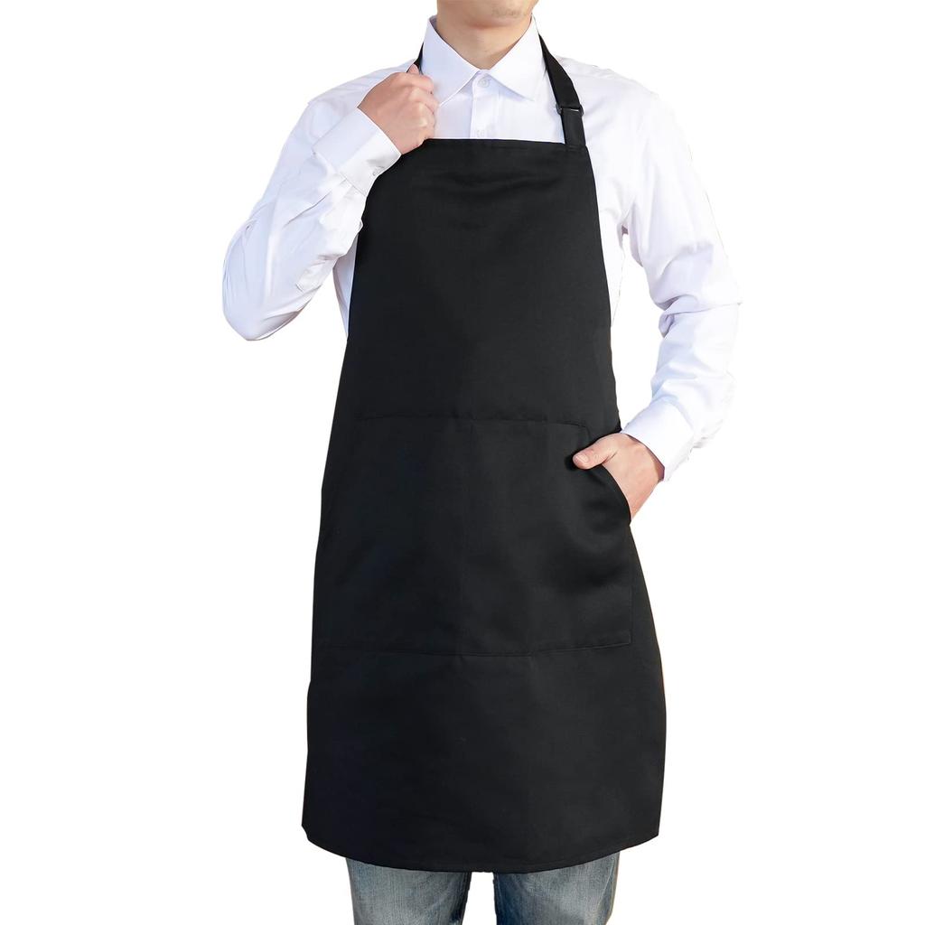 Cozycube Men's H-Shaped Cafe Apron, Simple Design, Available In Both Sizes, Solid Color, 65% Polyester, 35% Cotton, Stylish, Large Capacity Pockets,