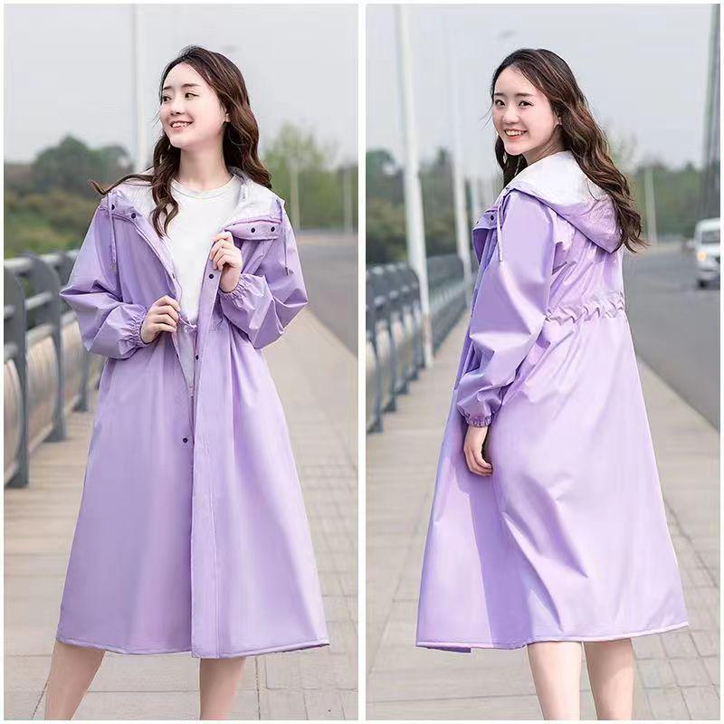 Women's Long Full-Body Windbreaker Raincoat Poncho - Single-Person, Split Type