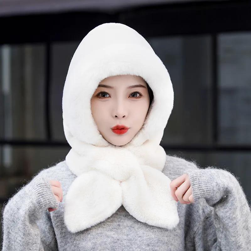 

WTEMPO Women s Autumn Winter Casual Versatile Ear Protection Hats Retro Elegant Warm Thickened Soft Solid Color Windproof Cold-proof Hats 1pc белый