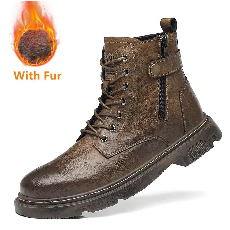 Fashion Winter New Chelsea Men's Boots Suede Ankle Boot British Style Leather Boots Men Fashion Men Shoe Lace-Up New High Top Sneakers
