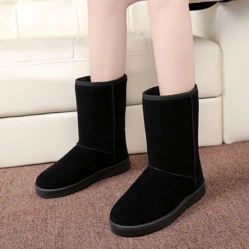 Fashion Non Slip Snow Boots for Women Warm Fleece-Lined Chunky Mid Calf Padded Winter 2025 Novelty Woman Shoes High Quality Trend Sale