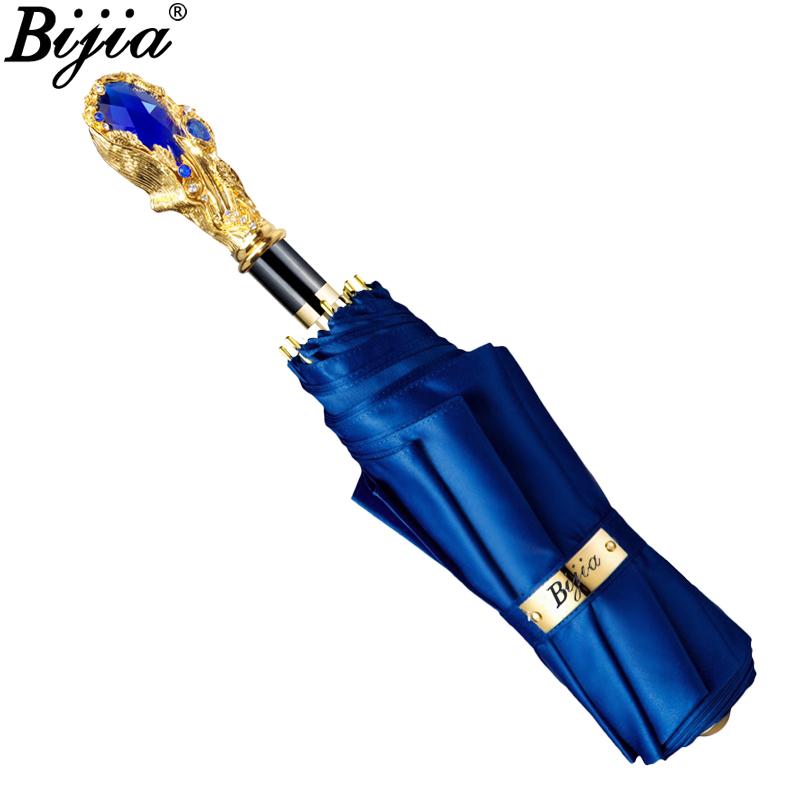 

Royal Gold Sapphire Handmade Business Umbrella for Men Automatic Luxury Handle Large Folding Waterproof Sunshade Satin Umbrellas metal-fiber composite&8K ебеновий