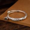 Retro Style Personality Carp Lotus Flower Lotus Leaf Lotus Canopy Pure Silver Retro Ethnic Style Adjustable Bracelet An Opening