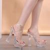 Größe 34-43 14-18cm Höhe Kristall Keilpantoffeln Damen Sommer Plateau Rutschfest Plateau Plattform Sexy Sandalen