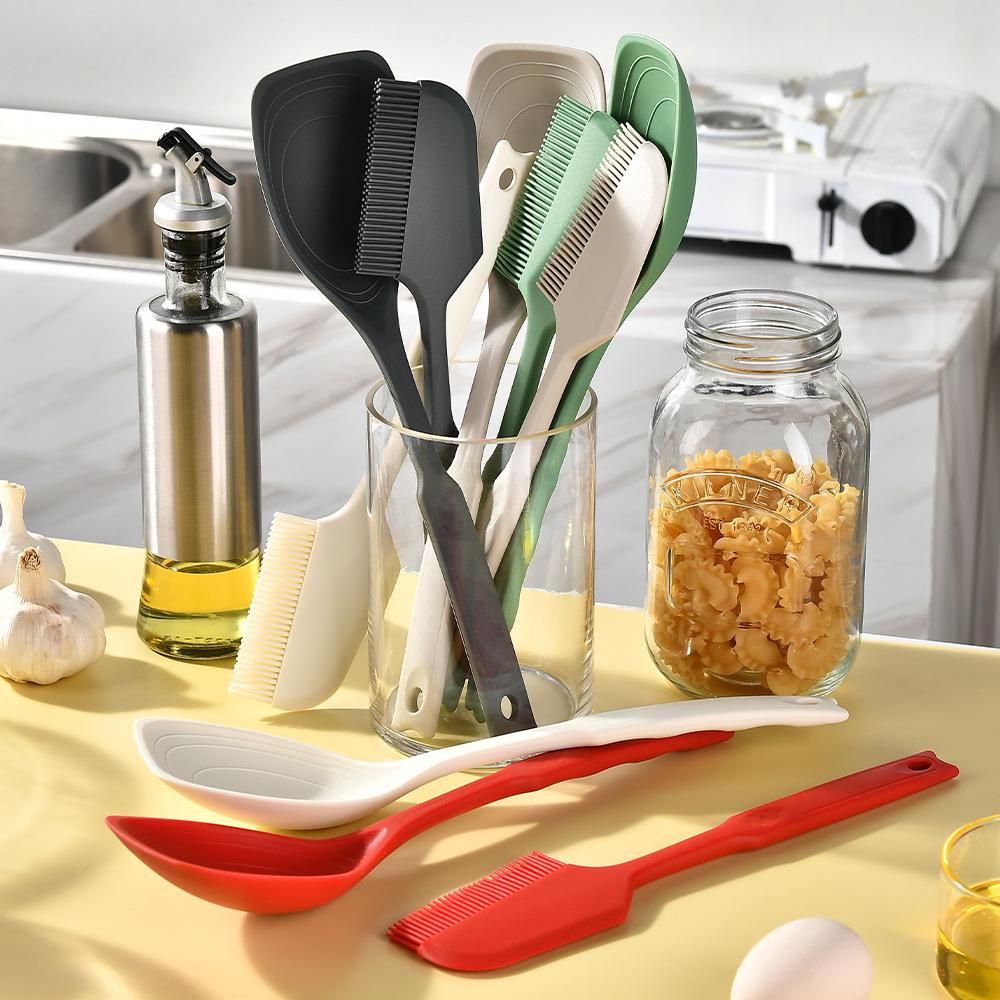 Heat-Resistant Non-Slip Silicone Spatula Spoon for Baby Food and Daily Kitchen Use