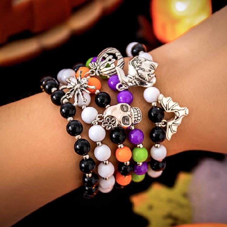 5Pieces Gothic Bracelets Halloween Beaded Handchain Pumpkin Pendant Bracelets