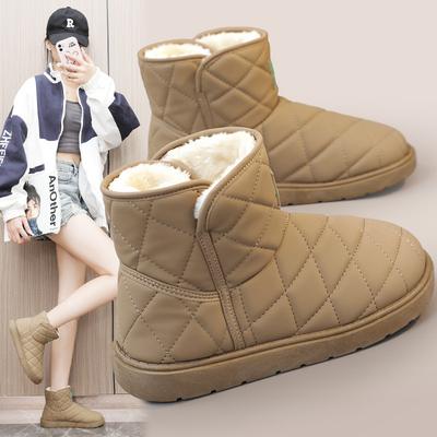2025 Woman Snow Boots Slip-on Plush Warm Simple Women Cottom Shoes Outdoor Non Slip Waterproof Works Shoes Ankle Boots Versatile
