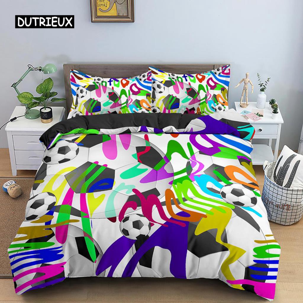 Football Bedding Set Printing Pillowcase Quilt Cover Soccert Duvet Covers Home Textiles Queen King Size Bed for Kids Teens Men