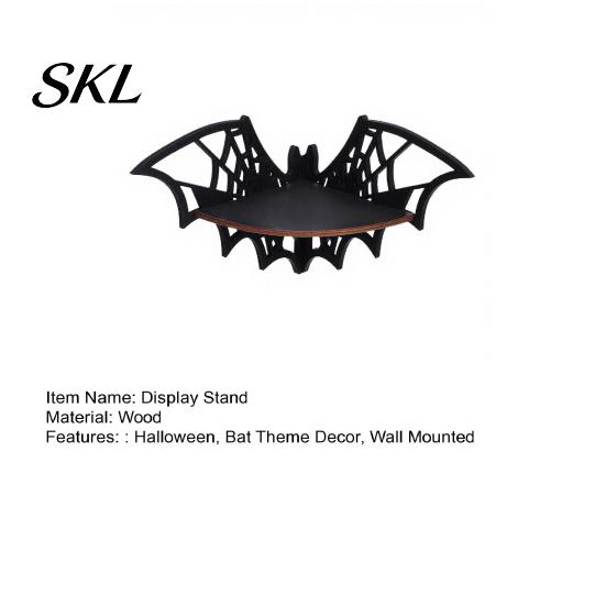 Gotisches Wandregal Halloween Holz Fledermaus Eckregal, Schwarzer montierter Kerzenhalter Ständer, Stil Dekor Displayständer für Zuhause Party, Gruselig