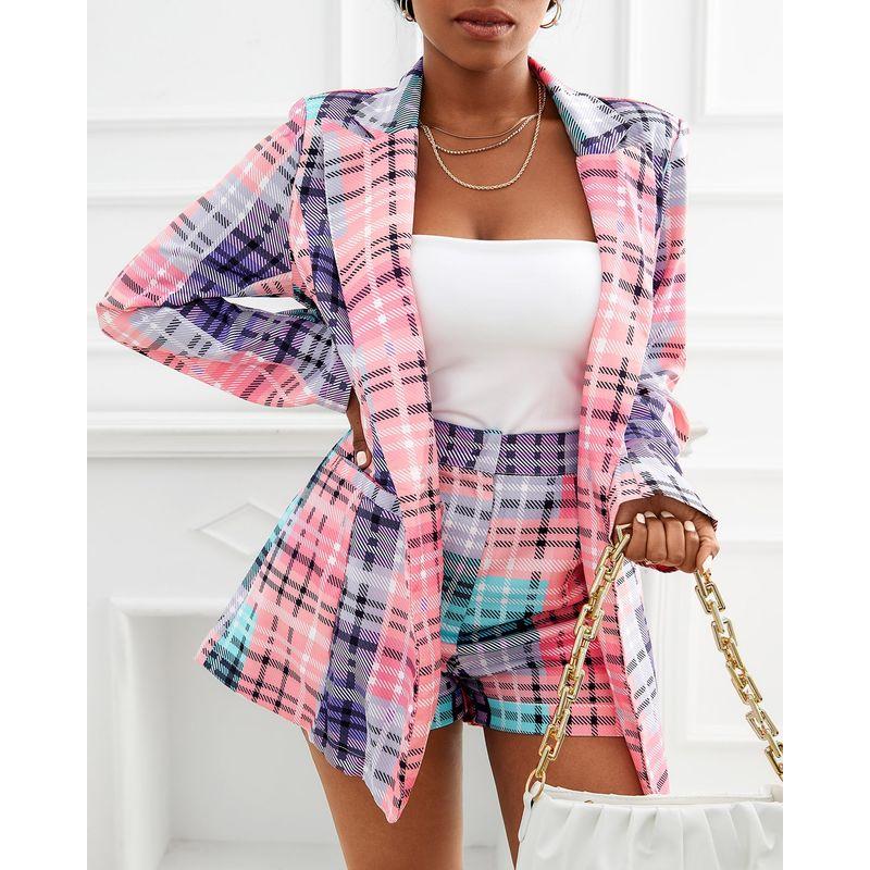 Women's European American Fashion Floral Print Professional Tailored Suit Suit