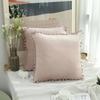 Velvet Pillow Cover with Ball Lace, Soft Cushion Cover, Monochrome, Modern and Simple, Fur Ball, 30x50, 40x40, 50x50, 65x65cm