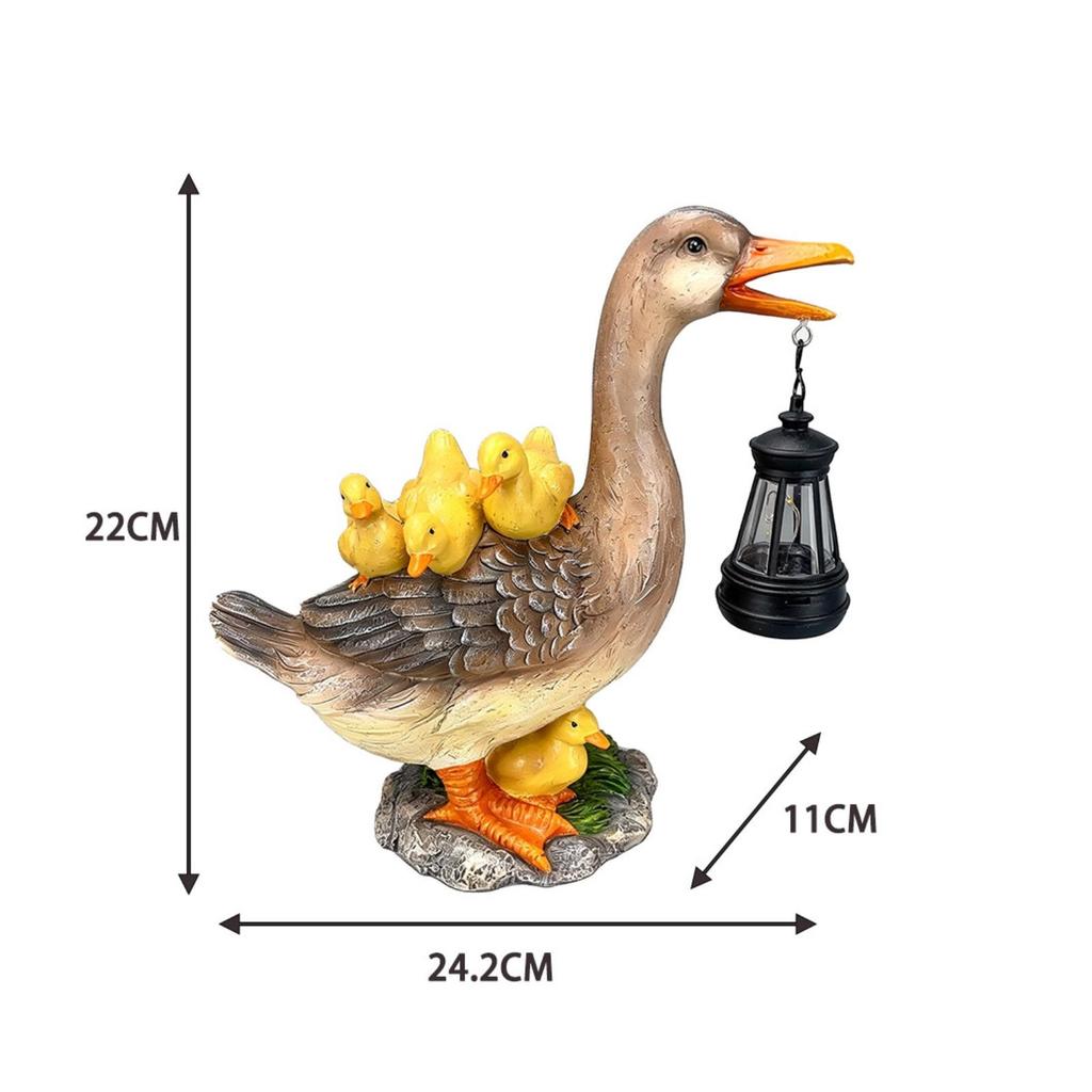 Photovoltaic Mallard Figurine Statue with Lantern WeatherResistant