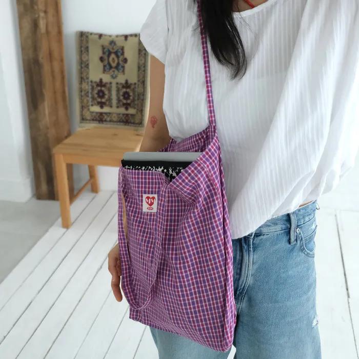 Everyday Eco Bag - Berry Check