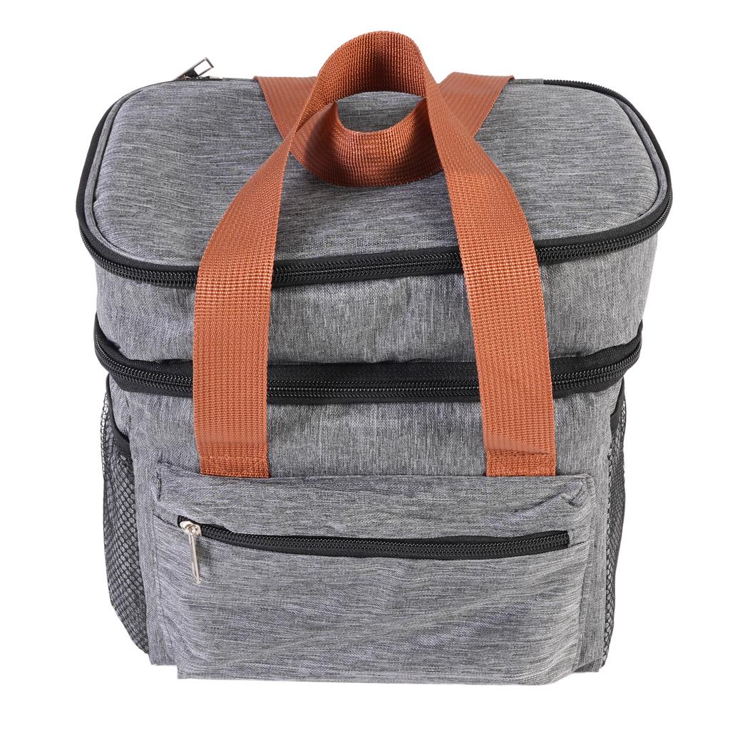 Portable Cooler Bag Large Capacity 3 Layer Insulation Fabric Water Proof Cooler Bag Insulated Lunch Bag Gray