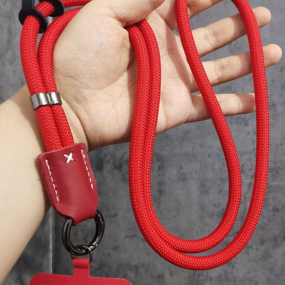 New Nylon Diagonal Mobile Phone Rope Pu Leather Head Braided Long Anti-drop Mobile Phone Rope Clip Mobile Phone Case Rope
