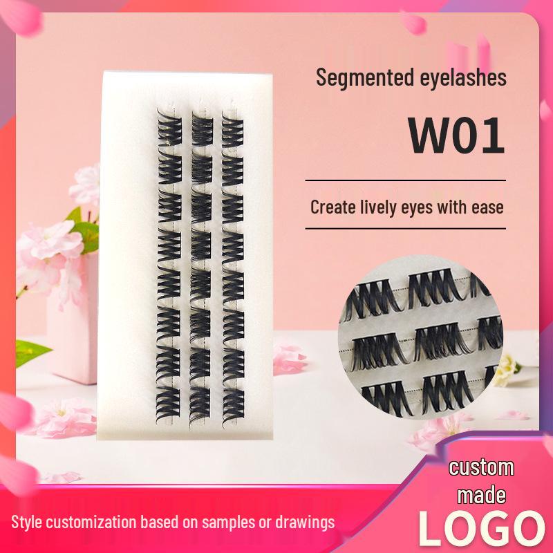 

Segmented Natural-Look Self-Adhesive Upper False Eyelashes Kit C curl