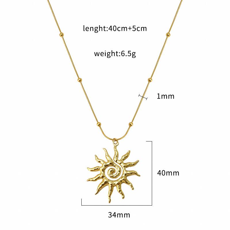 

Spiral Sun Pendant Necklace Women S Personality Gold Hollow Pendant Fashion Simple Necklace