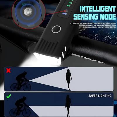 1/2 Pack Rechargeable Bike Light Set Headlight & Rear Taillight, Waterproof Cycling Lights for Night Riding Mountain/Road Bikes