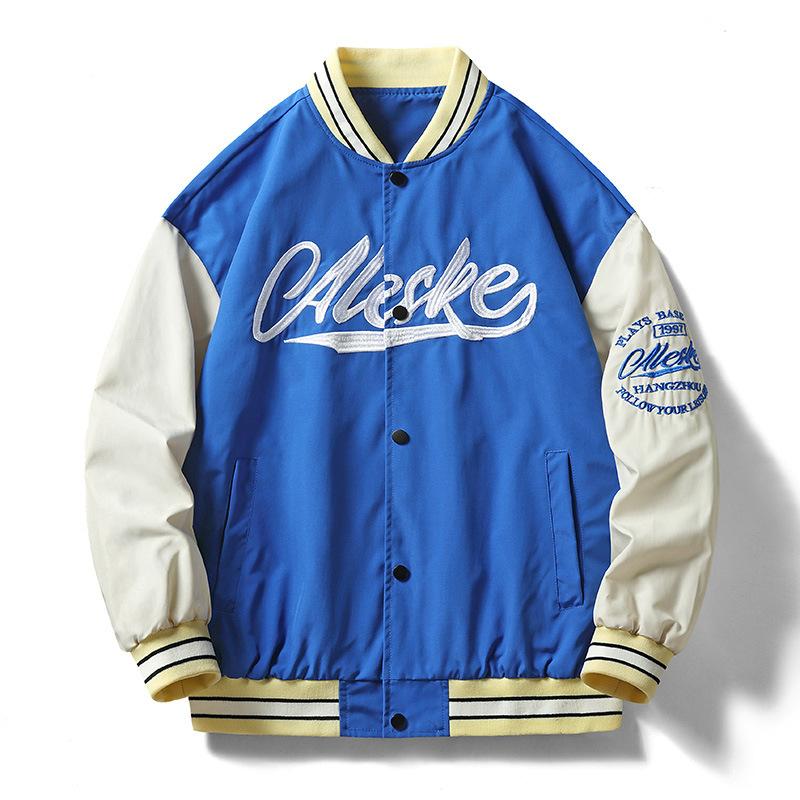 Autumn Couple Outfits Men and Women Colliding Color-blocking American Baseball Suit Hip-hop Loose Casual Stand Collar Baseball Suit Jacket Jacket