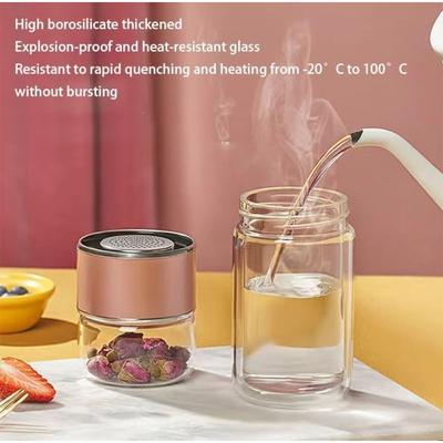 420ml Double Layered Glass Cup Easy Clean Glass Tea Cup Tea Infuser Tea Infuser Water Cup Office Outdoor Travel Christmas Gift