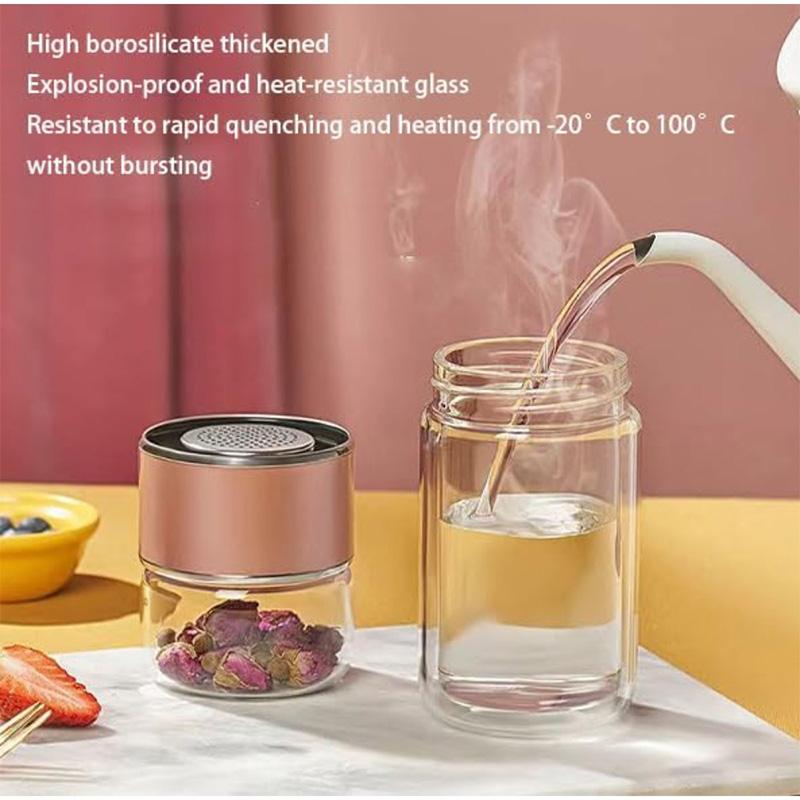 Tea-Water Separation Tea Cup Easy To Clean Glass with Double-layer Tea Infuser Water Cup Suitable for Office Outdoor Travel420ML