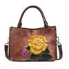 Johnature Retro Cowhide Embossing Shoulder & Crossbody Bags Casual Genuine Leather Large Capacity Women Handbag