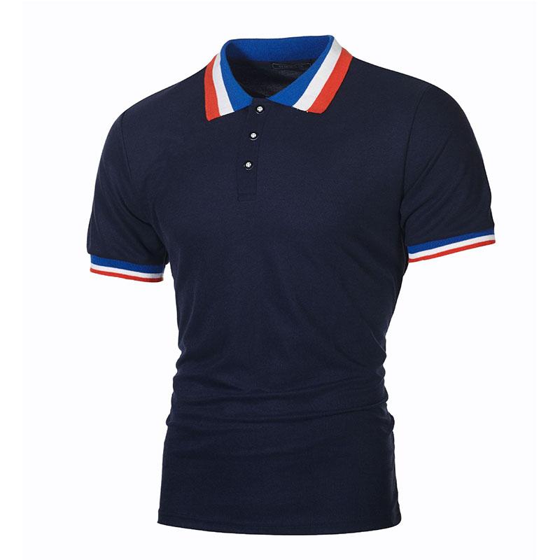 Summer Men's Simple Rib Color Block Casual Men's Lapel Short-sleeved Polo Shirt