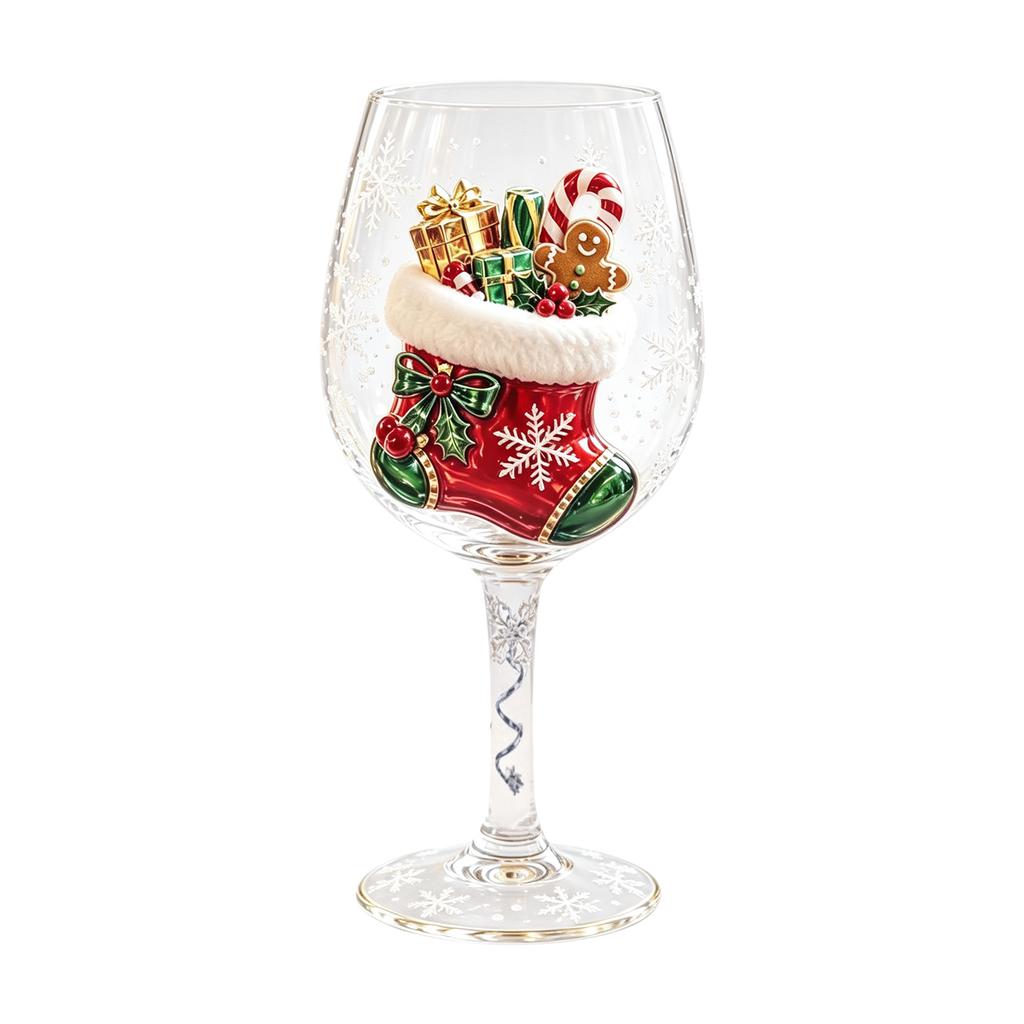 Christmas Stemless Wine Glasses Holiday Glassware Christmas Glass Art Cup for Coffee Cocktails Whiskey Soda