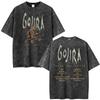 Vintage Oprané Gojira Band Metal Rock Tričko Pánské Punk Gotické Hip Hop Krátký Rukáv Trička Ležérní Bavlněné Tričko Streetwear