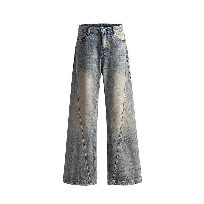 Jeans men's spring and autumn cleanfit old washed micro-pull pants American retro loose casual trousers