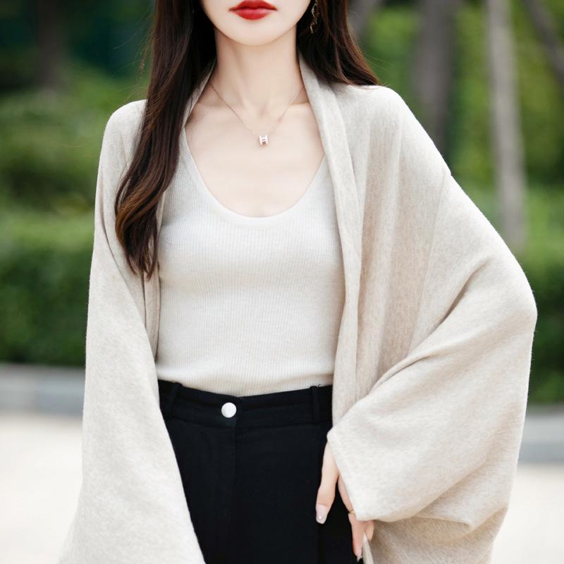 Women's Long-Sleeve Knit Cardigan - Spring/Autumn 2024, High-End, Loose Fit Sweater, Elegant Top