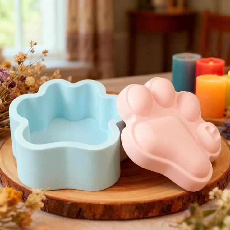 Stampo Artigianale in Silicone a Forma di Zampa di Cane Scatola Contenitore Stampi per la Creazione di Contenitori per Candele e Organizer per Regali Fatti a Mano