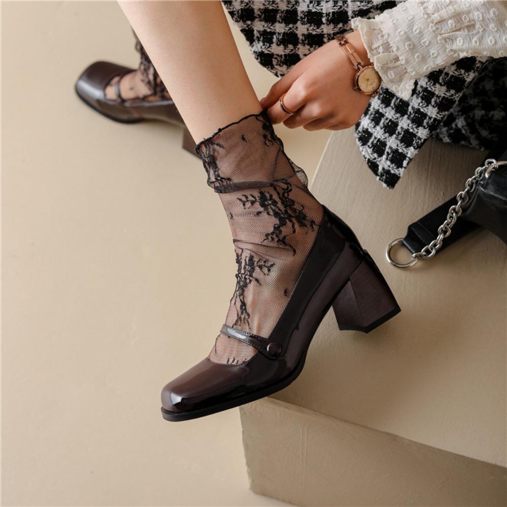 

Mid Tube Floral Tulle Thin Pile Up Socks Transparent Mesh Flower Lace Socks Lolita Women чёрный