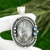 Sisters Day Sale 925 Silver Natural Black Rutile Iolite Wife Bezel Boho Pendant