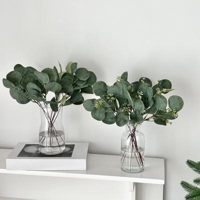 5 Stück künstliche Eukalyptusblätter mit Früchten, realistische gefälschte grüne Pflanzen, DIY-Blumenarrangements, Tischdekoration