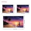 2D Vacation Themed Backdrop, Starry Ocean Sunset with Palm Trees & Sailboat Banner