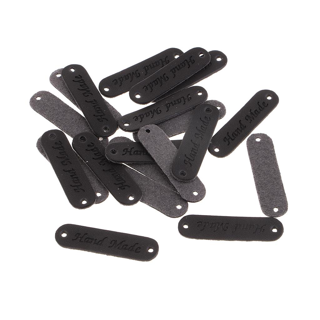 20pcs Retro Synthetic PU Leather Tag DIY Handmade Sew Label Patches Brown