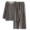 Women's Forest Floral Cotton Pajama Set - Long-Sleeve Gauze Cardigan, Sweet & Loose Nightgown for Spring & Autumn.