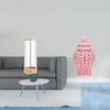 Transparent Straw Organizer And Ceramic Ginger Jar Porcelain Decorative Vase with Lid for Makeup