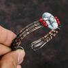 Dendritenopal Armreif Rote Korallenperlen Armspange Kupferdraht gewickelter Schmuck Verstellbarer Armreif Draht gewickelter Armreif Edelsteinschmuck
