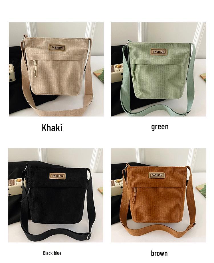 2025 New Trendy Women's Solid Color Corduroy Shoulder/Crossbody Bag - Small Square Design