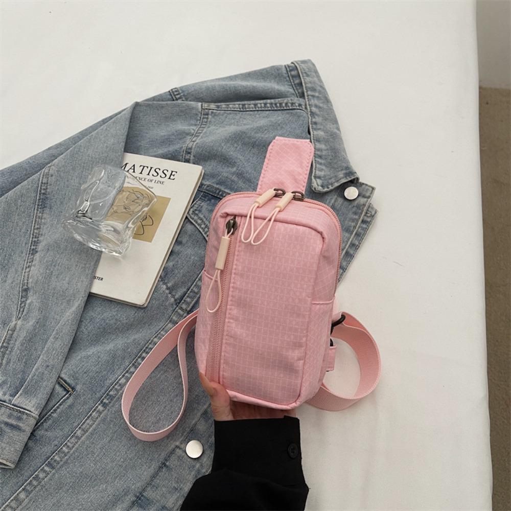 Водонепроницаемая нейлоновая нагрудная сумка Корейский стиль Спортивная сумка Модная нейлоновая сумка через плечо Мужская/Женская розовый