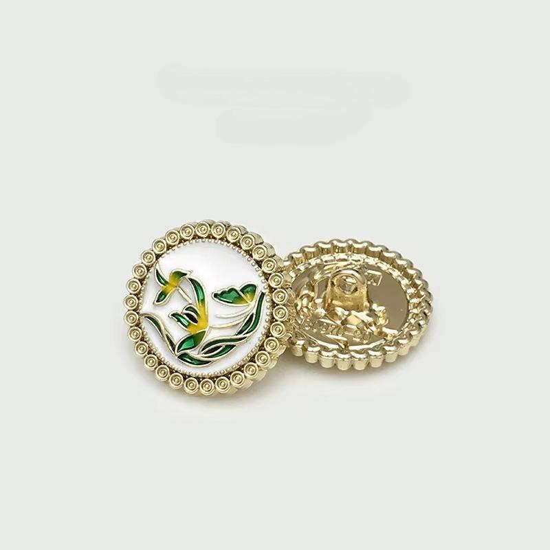 10PCS Of National Style Enamel Colorful Metal Buttons Burnt Blue Palace Oil Square Flower Clothing Button