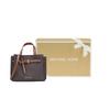 Michael Kors MK Emilia Commuter Logo Color Block Zipper Coated Canvas Shoulder Crossbody Tote Bag Small Women Bags Acorn-Brown 35H0GU5S1B-BROWN