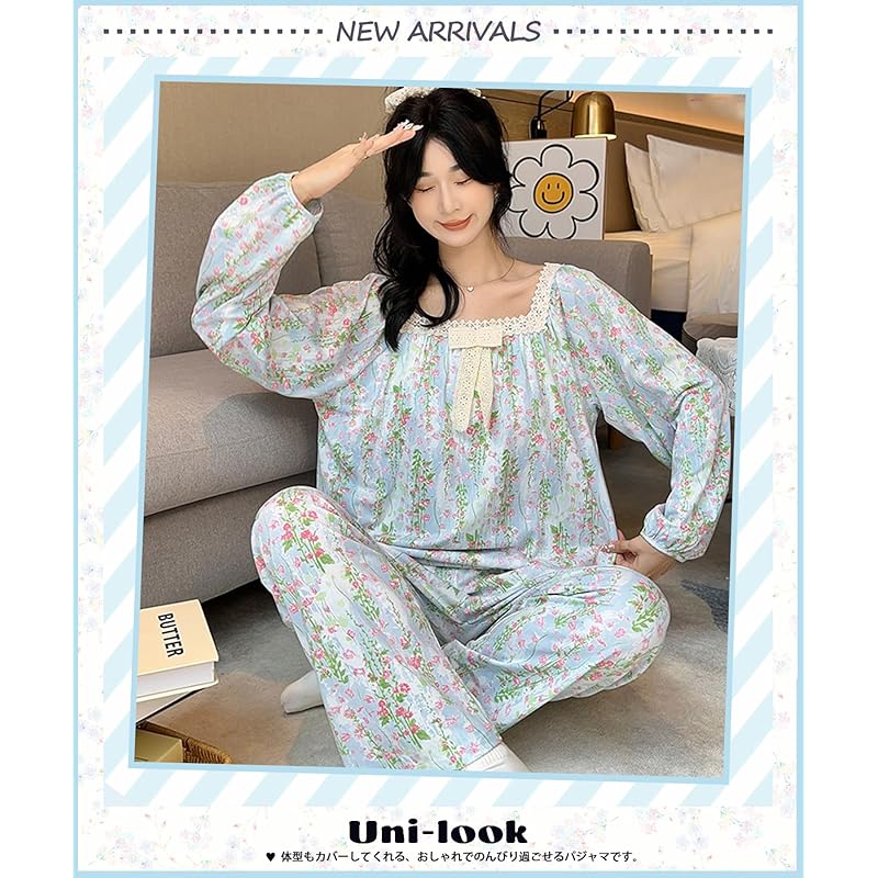 [PHOLEEY] Women's Printed Pajamas, Cute Patterned Long Sleeve Pants, Suitable for Winter Home Wear, Top and Bottom Set, Moisture Absorption,