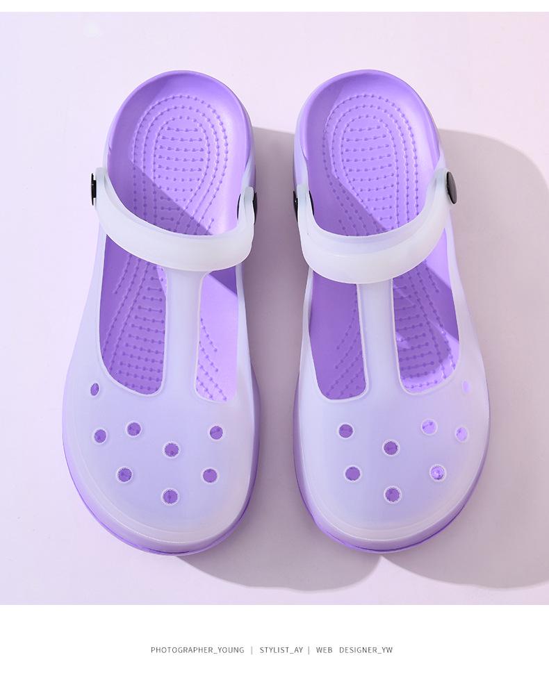Color Block Clog Sandals - Closed Toe, Thick Sole, Non-Slip, Wear-Resistant
