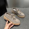Fashion Moccasins Women Shoes 2025 New Multi-color Women's Lace-up Loafers Non-slip Large-size Thick-soled  Suede Derby Shoes For Women