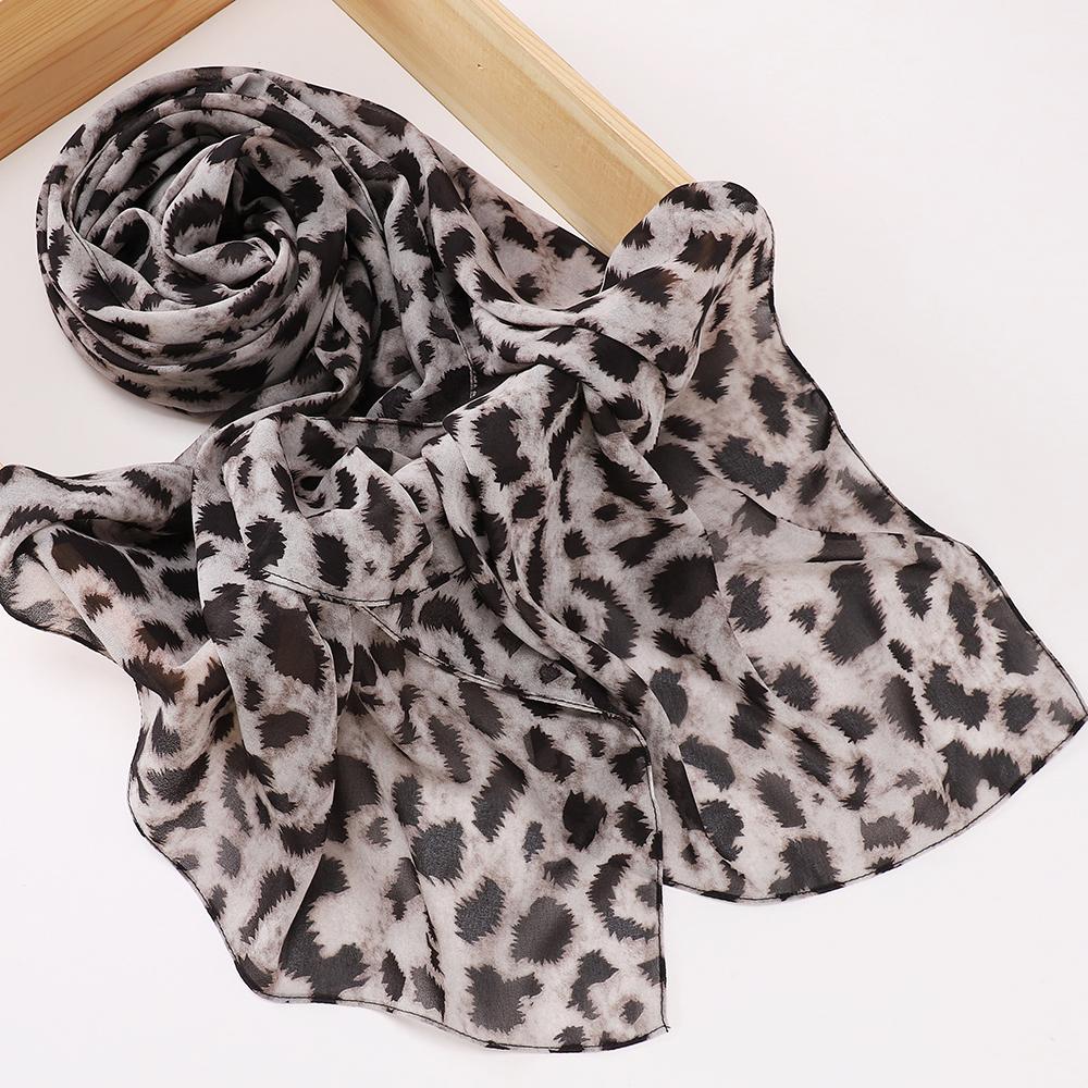 Leopard Snake Print Hijab Muslim Women Chiffon Scarf Breathable Malaysian Headscarf Wraps Shawls Tudung Bawal
