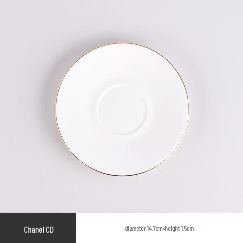 Chinese Ceramic Gold Rim Teacup and Saucer Set